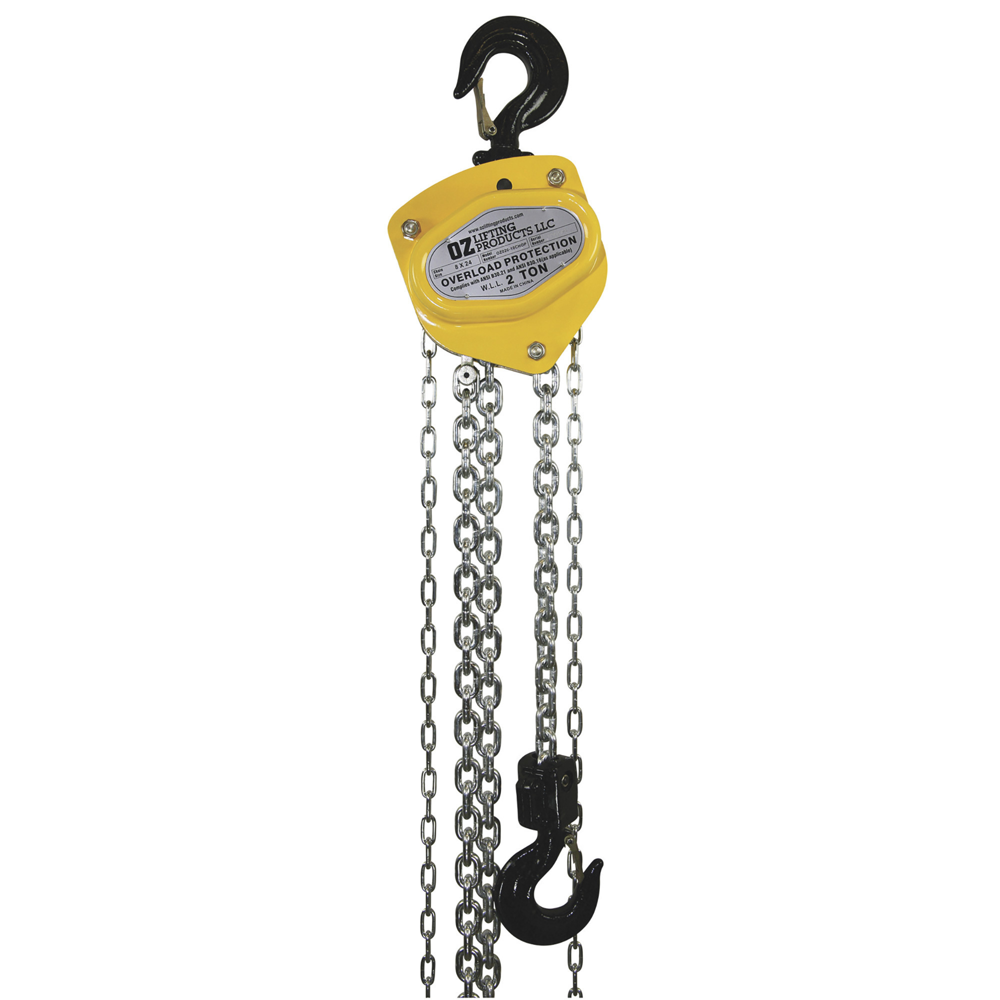 OZ Lifting Products Premium Manual Chain Hoist, 2-Ton Capacity, 30ft. Lift, Model# OZ020-30CHOP